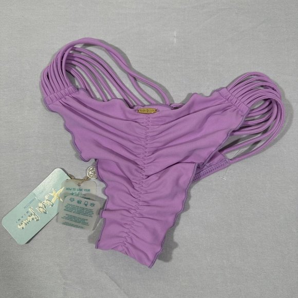 NWT $84 Luli Fama [‎ Small ] COSITA BUENA Strappy Brazilian Bikini Bottom purple - Picture 7 of 11